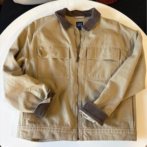 GAP Men's Beige Jacket with Corduroy Details Size Large
